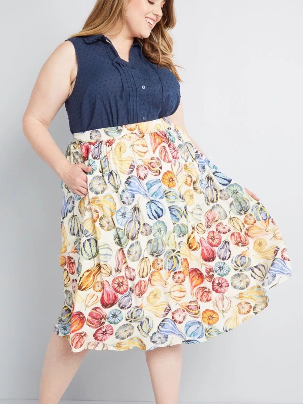 ModCloth Cream Floral A-Line Skirt with Multicolor Print